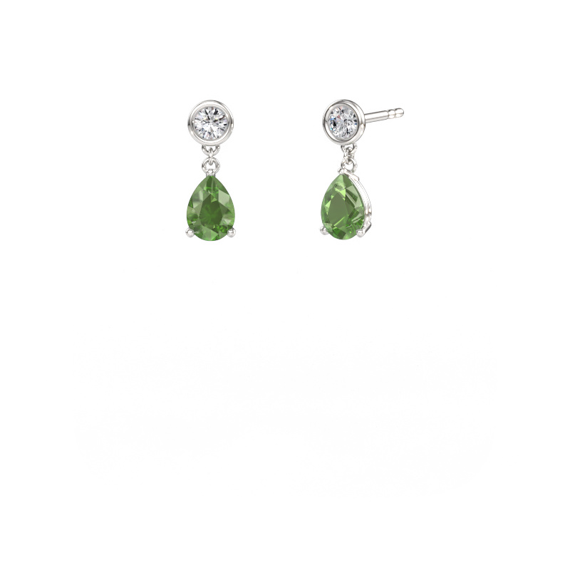 Immagine di Orecchini pendenti Lacey PER 585 oro bianco Tormalina verde 7x5 mm