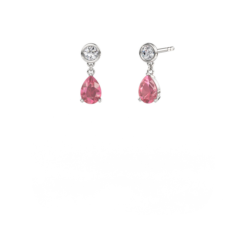 Image de Pendants d'oreilles Lacey PER 950 platine Rose tourmaline 7x5 mm