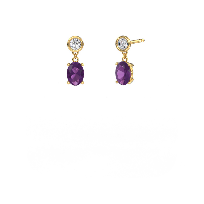 Image of Drop earrings Lacey OVL 585 gold Amethyst 7x5 mm