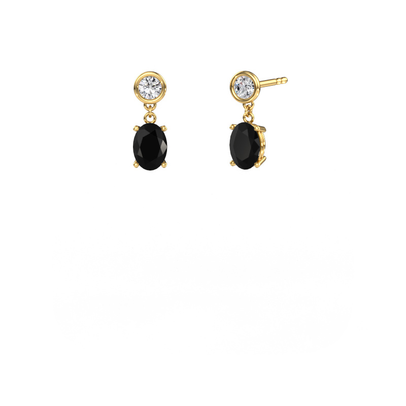 Image de Pendants d'oreilles Lacey OVL 585 or jaune Diamant noir 2.40 crt
