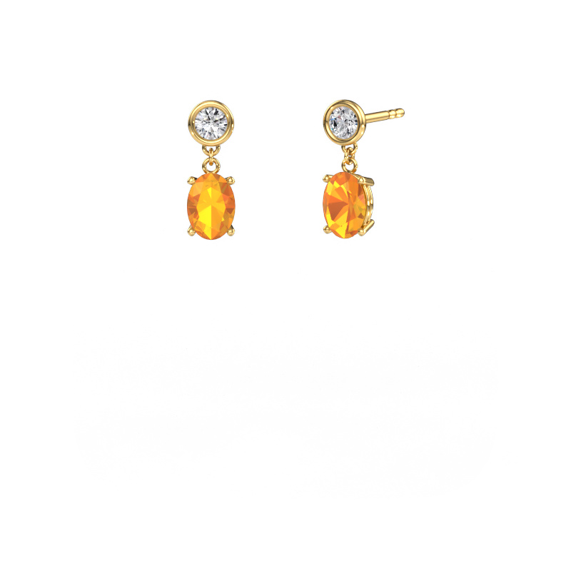 Image of Drop earrings Lacey OVL 585 gold Citrin 7x5 mm