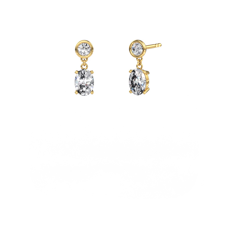 Image de Pendants d'oreilles Lacey OVL 585 or jaune Zircone 7x5 mm
