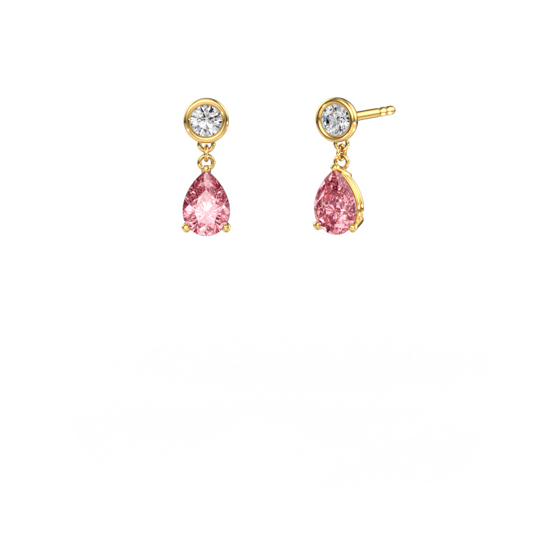 Image of Drop earrings Lacey PER 585 gold Pink lab grown diamond 7x5 mm