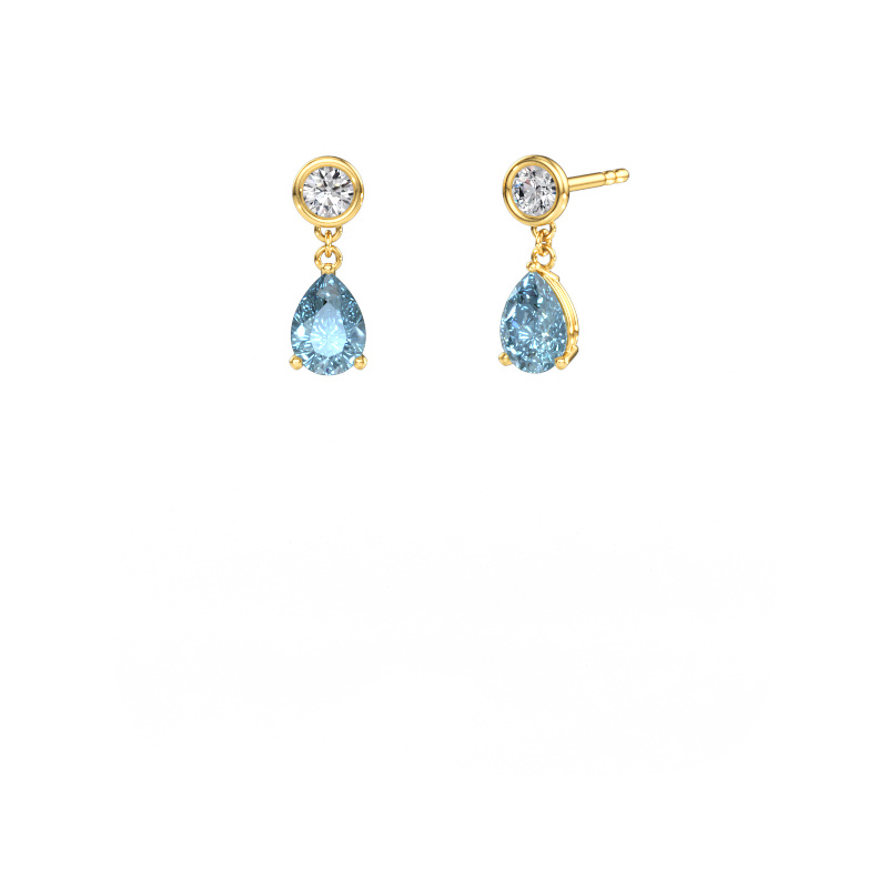 Immagine di Orecchini pendenti Lacey PER 585 oro Diamante lab grown blu 7x5 mm
