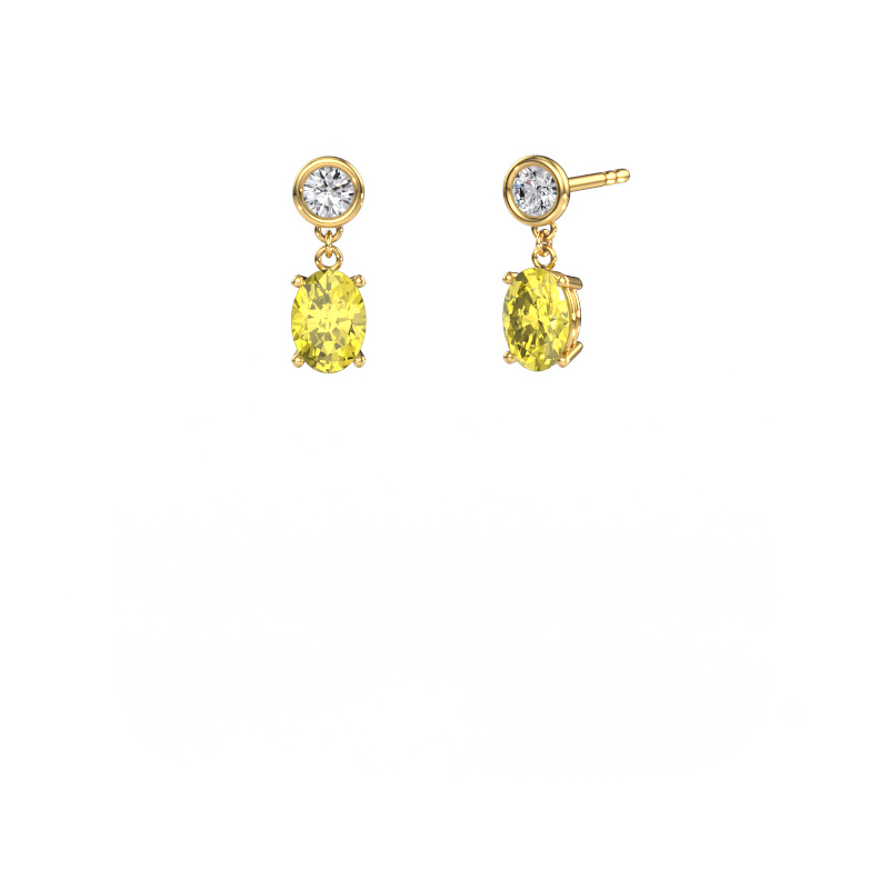 Image of Drop earrings Lacey OVL 585 gold Yellow lab grown diamond 7x5 mm