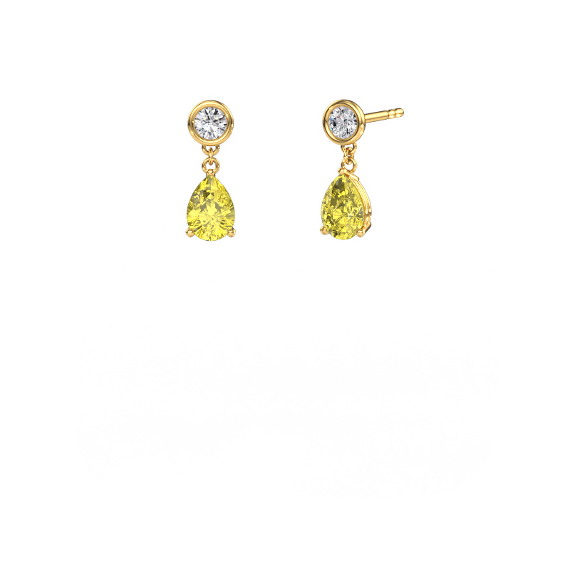 Image of Drop earrings Lacey PER 585 gold Yellow lab grown diamond 7x5 mm