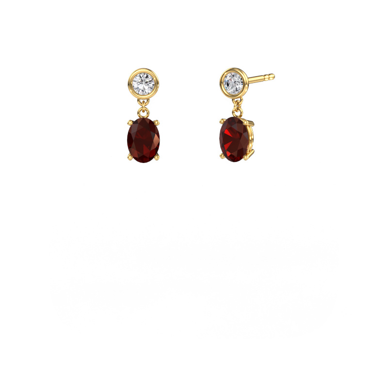 Image of Drop earrings Lacey OVL 585 gold Garnet 7x5 mm