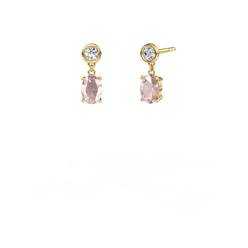 Image of Drop earrings Lacey OVL 585 gold Morganite champagne 7x5 mm