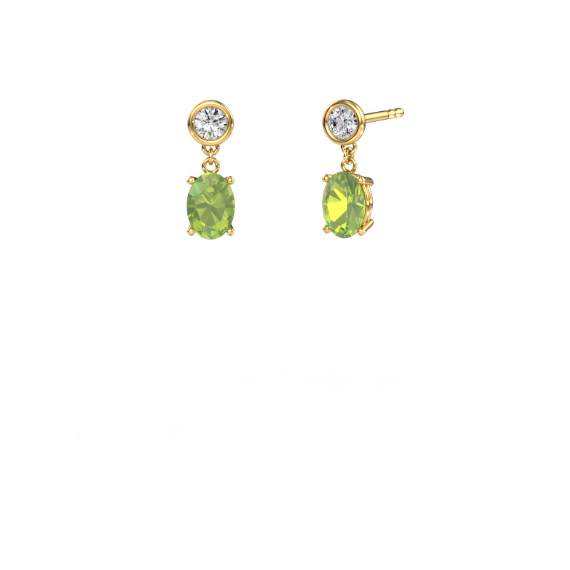 Image of Drop earrings Lacey OVL 585 gold Peridot 7x5 mm