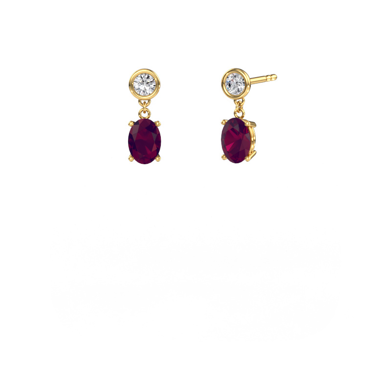 Image de Pendants d'oreilles Lacey OVL 585 or jaune Rhodolite 7x5 mm