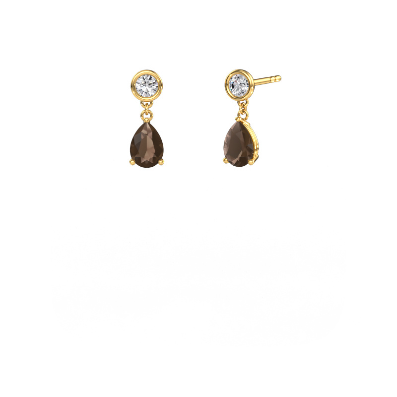 Image of Drop earrings Lacey 585 gold Smokey quartz 7x5 mm