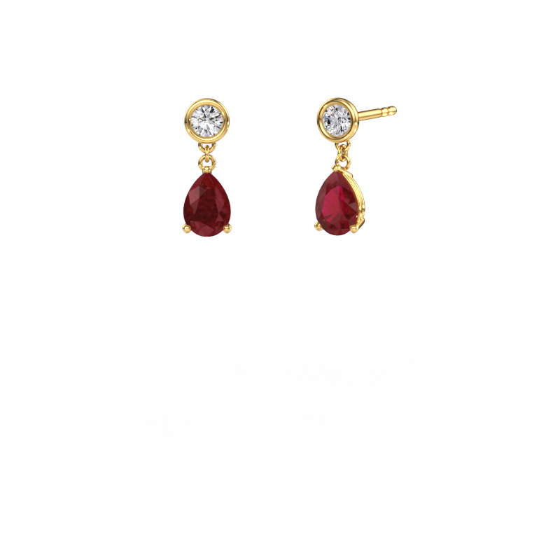 Image de Pendants d'oreilles Lacey 585 or jaune Rubis 7x5 mm