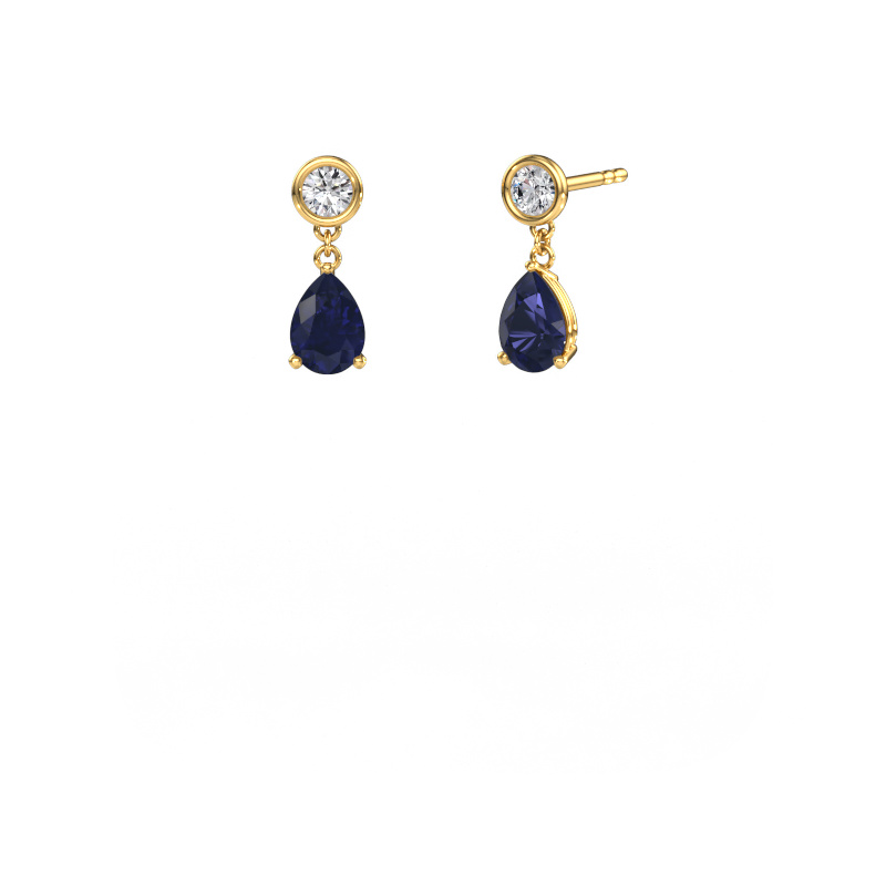 Image of Drop earrings Lacey 585 gold Sapphire 7x5 mm