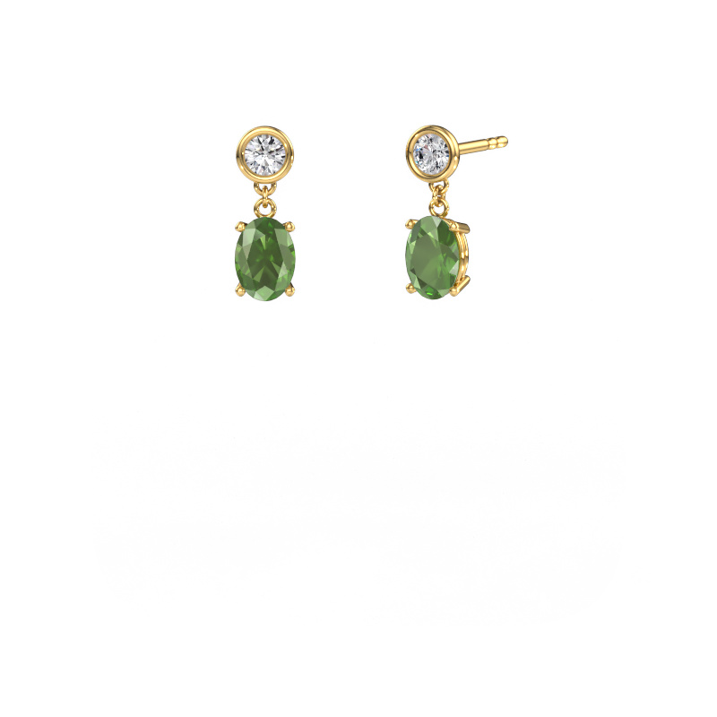 Image de Pendants d'oreilles Lacey OVL 585 or jaune Vert tourmaline 7x5 mm