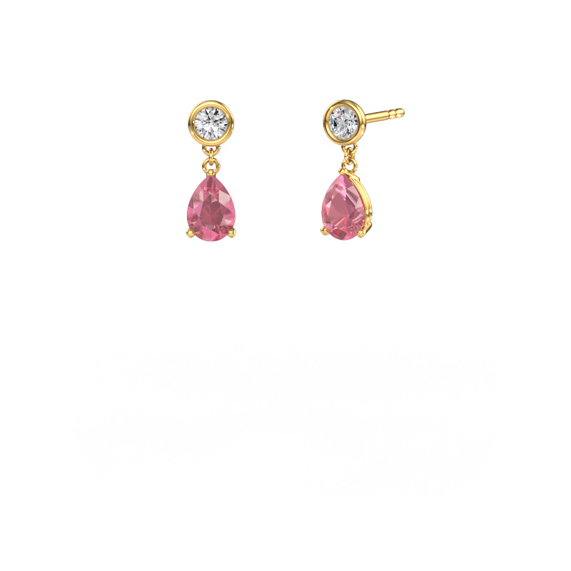 Image of Drop earrings Lacey PER 585 gold Tourmaline pink 7x5 mm