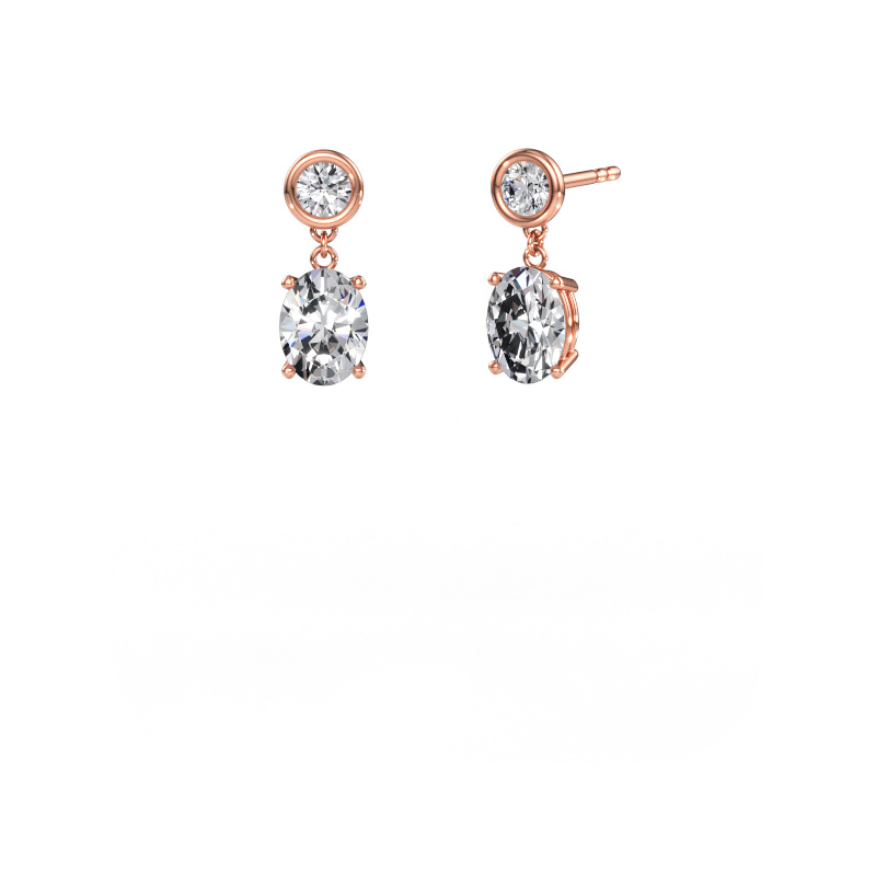 Immagine di Orecchini pendenti Lacey OVL 585 oro rosa Diamante 2.60 crt