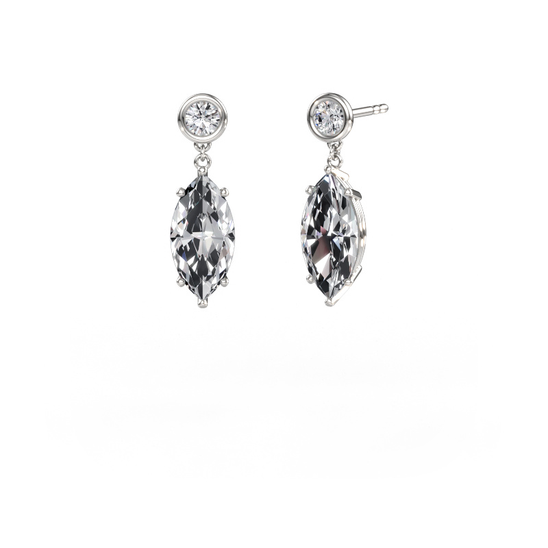Image de Pendants d'oreilles Lacey MRQ 585 or blanc Diamant synthétique 5.40 crt