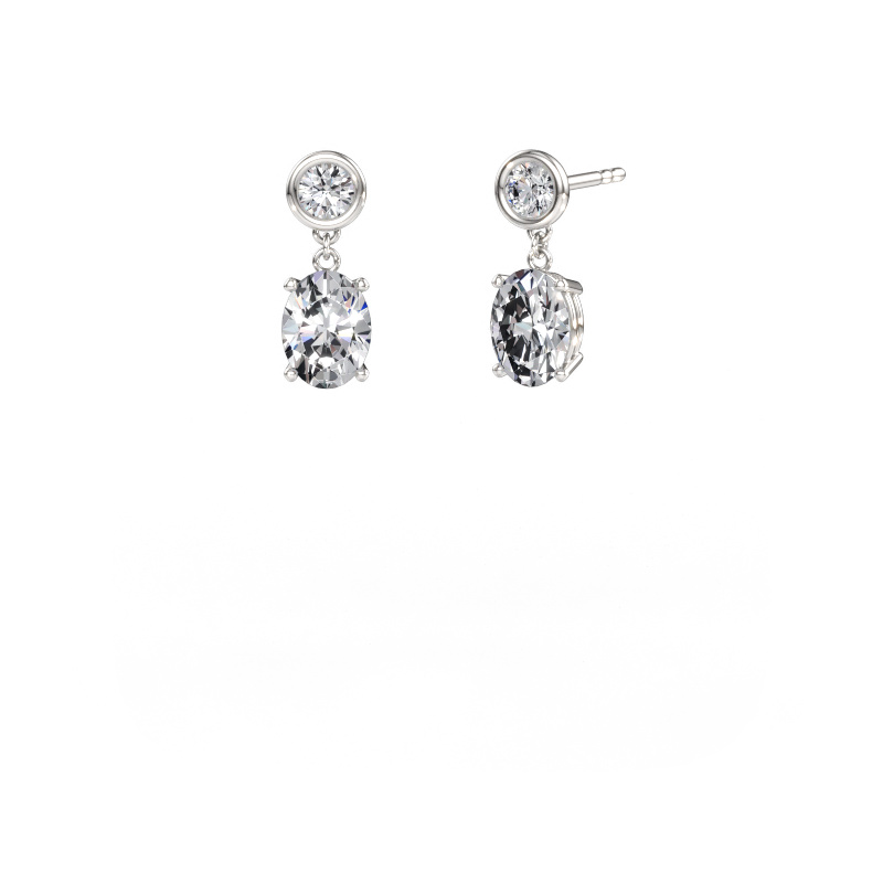 Immagine di Orecchini pendenti Lacey OVL 585 oro bianco Diamante lab grown 2.60 crt