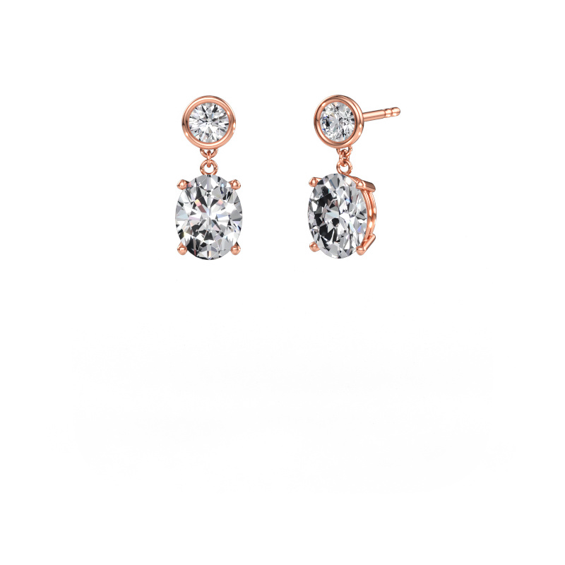 Immagine di Orecchini pendenti Lacey OVL 585 oro rosa Diamante lab grown 4.20 crt