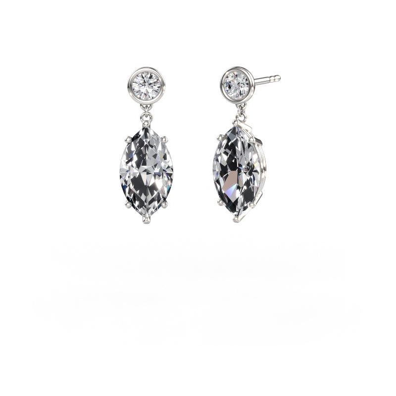 Image de Pendants d'oreilles Lacey MRQ 585 or blanc Diamant synthétique 6.60 crt