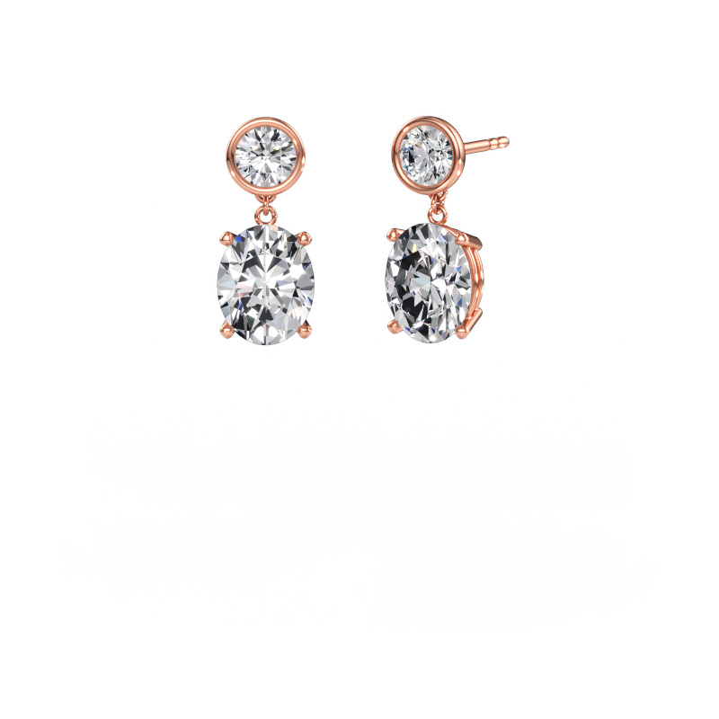 Immagine di Orecchini pendenti Lacey OVL 585 oro rosa Diamante lab grown 6.40 crt