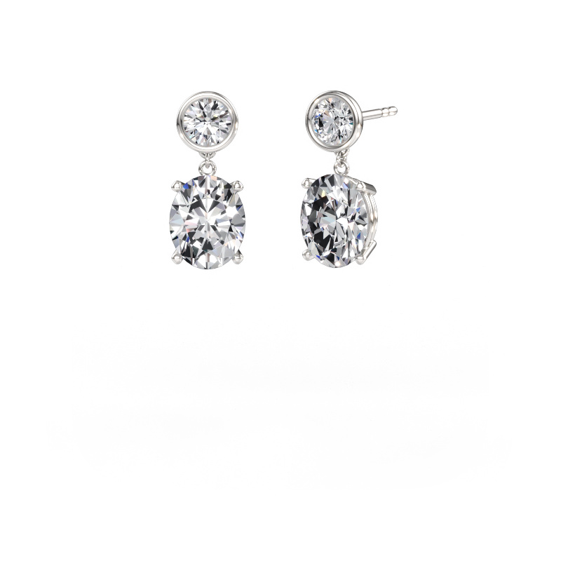 Immagine di Orecchini pendenti Lacey OVL 585 oro bianco Diamante lab grown 6.40 crt