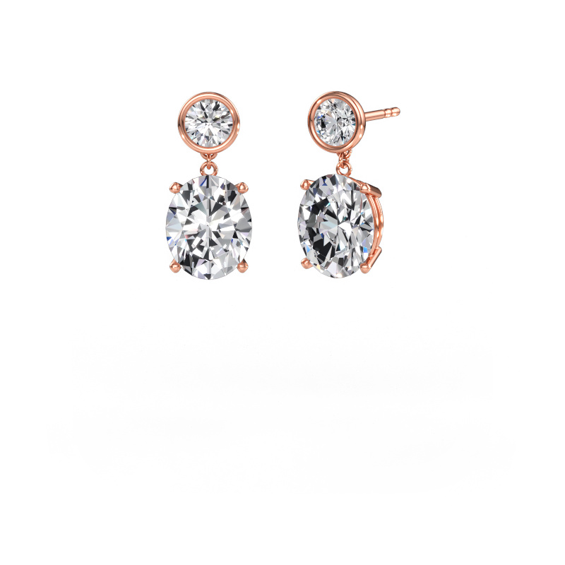 Immagine di Orecchini pendenti Lacey OVL 585 oro rosa Diamante lab grown 8.70 crt