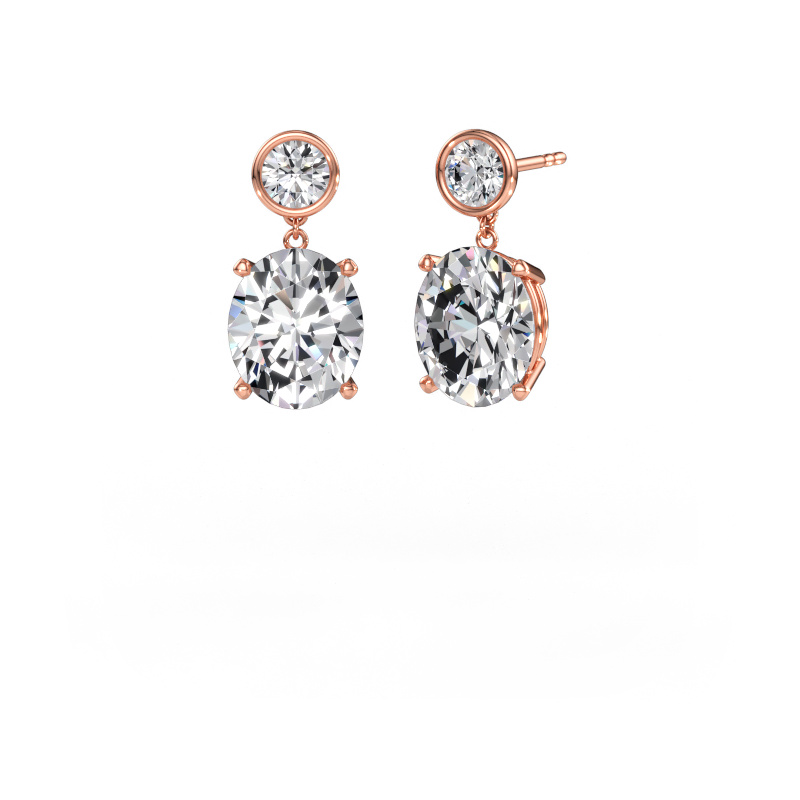 Immagine di Orecchini pendenti Lacey OVL 585 oro rosa Diamante lab grown 11.10 crt