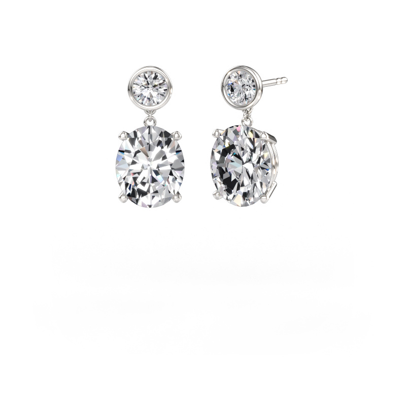 Immagine di Orecchini pendenti Lacey OVL 585 oro bianco Diamante lab grown 11.10 crt