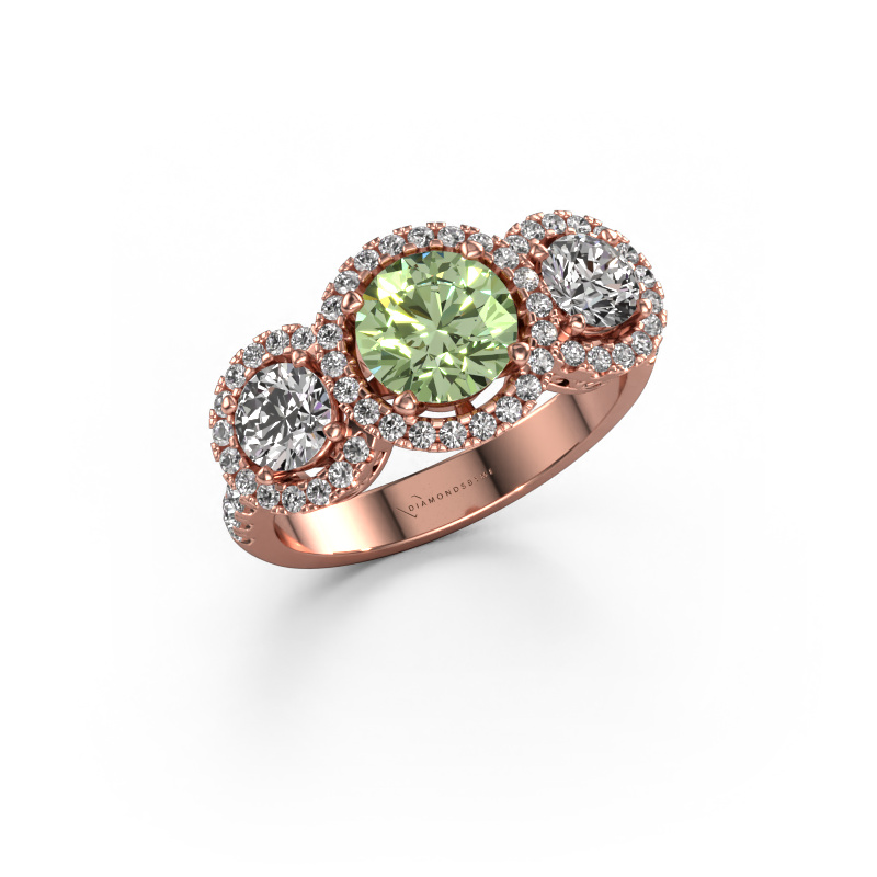 Image of Ring Lacie 585 rose gold Green lab grown diamond 6.5 mm