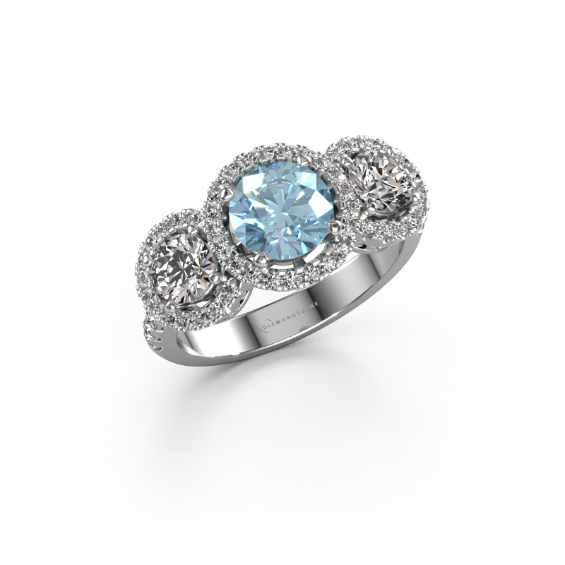 Image of Ring Lacie 950 platinum Blue lab grown diamond 6.5 mm