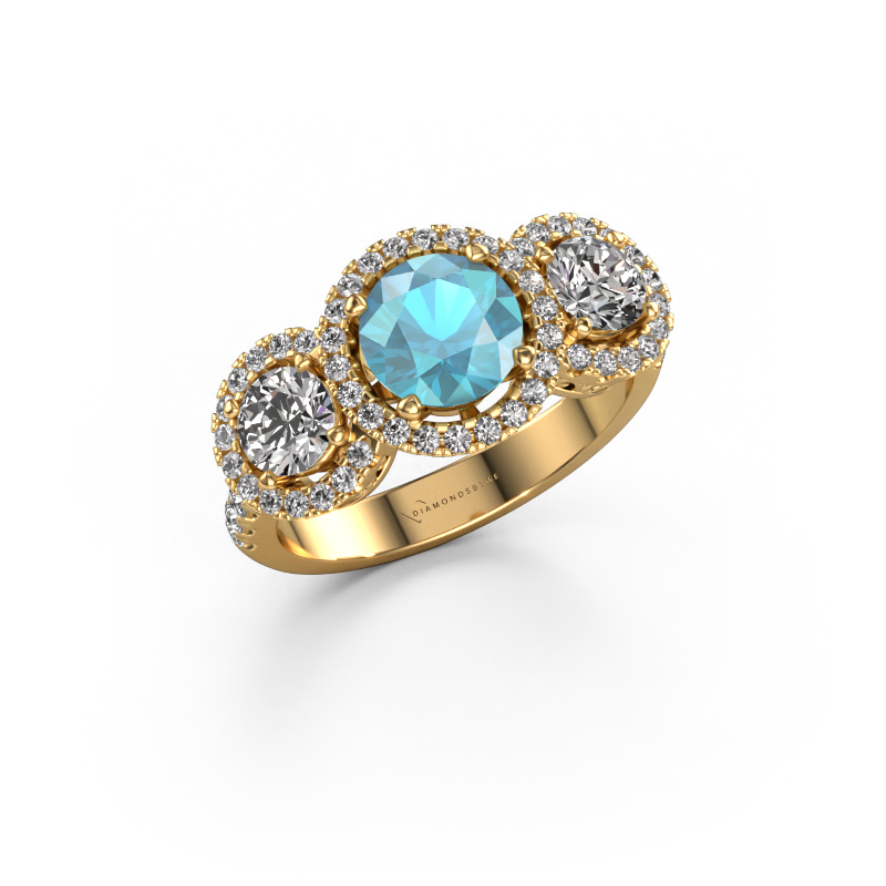 Image de Bague Lacie 585 or jaune Topaze bleue 6.5 mm