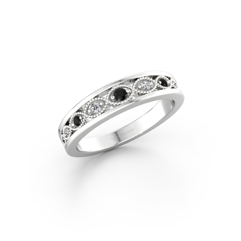 Bild av Stapelbar ring Laine 585 vitt guld Svart diamant 0.139 crt