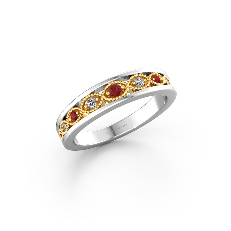 Image of Stackable ring Laine 585 white gold Ruby 2 mm