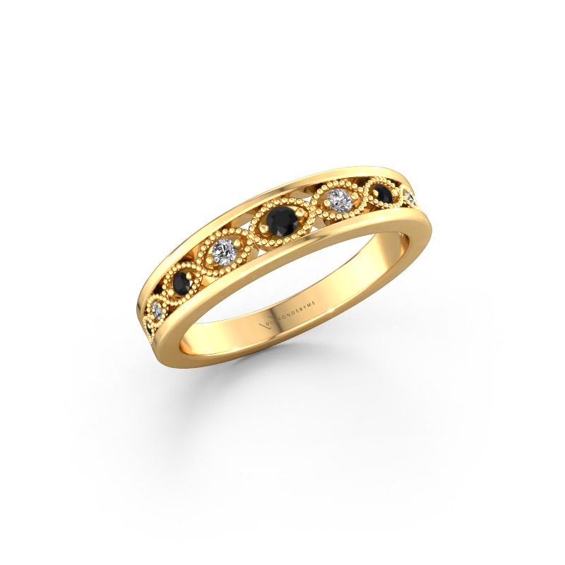Image of Stackable ring Laine 585 gold Black diamond 0.139 crt