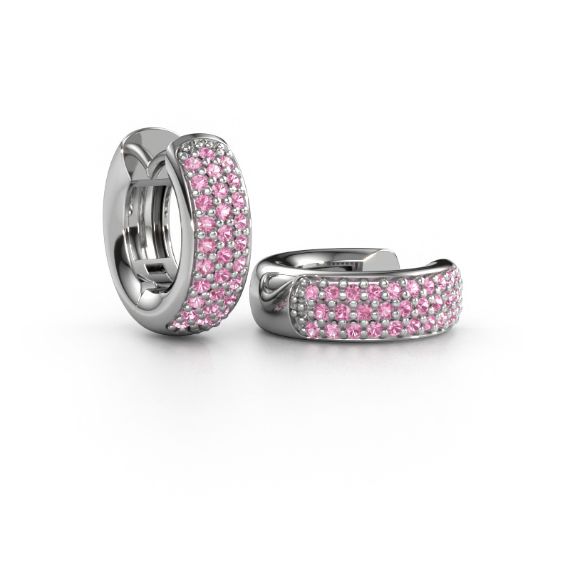 Image of Hoop earrings Lana 585 white gold Pink sapphire 1.1 mm