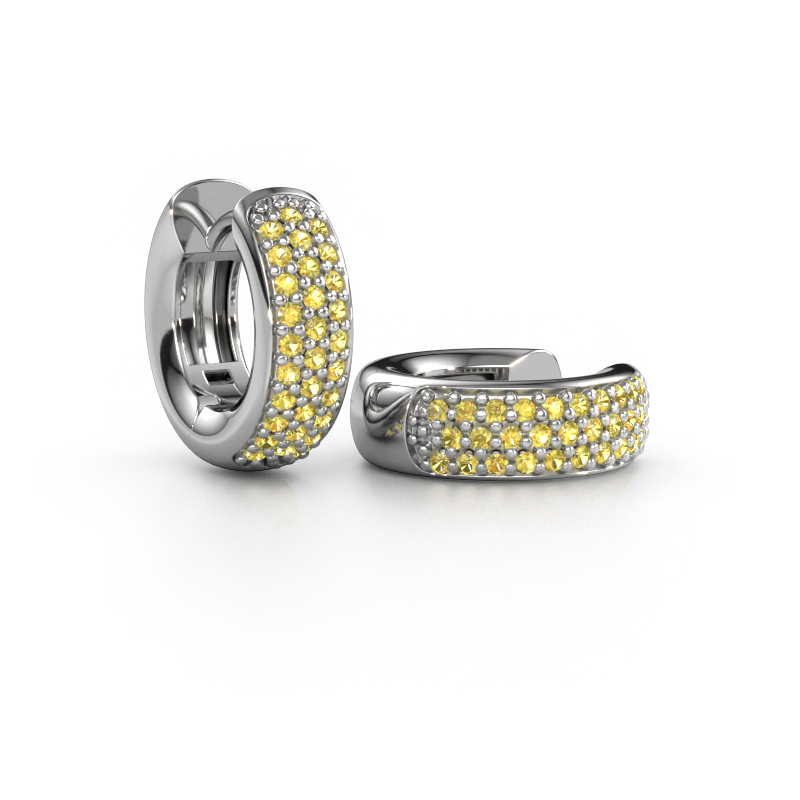 Afbeelding van Creolen Lana 585 witgoud Gele saffier 1.1 mm