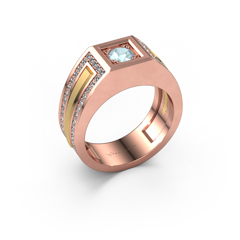 Bild von Herrenring Lando 585 Roségold Aquamarin 4.7 mm