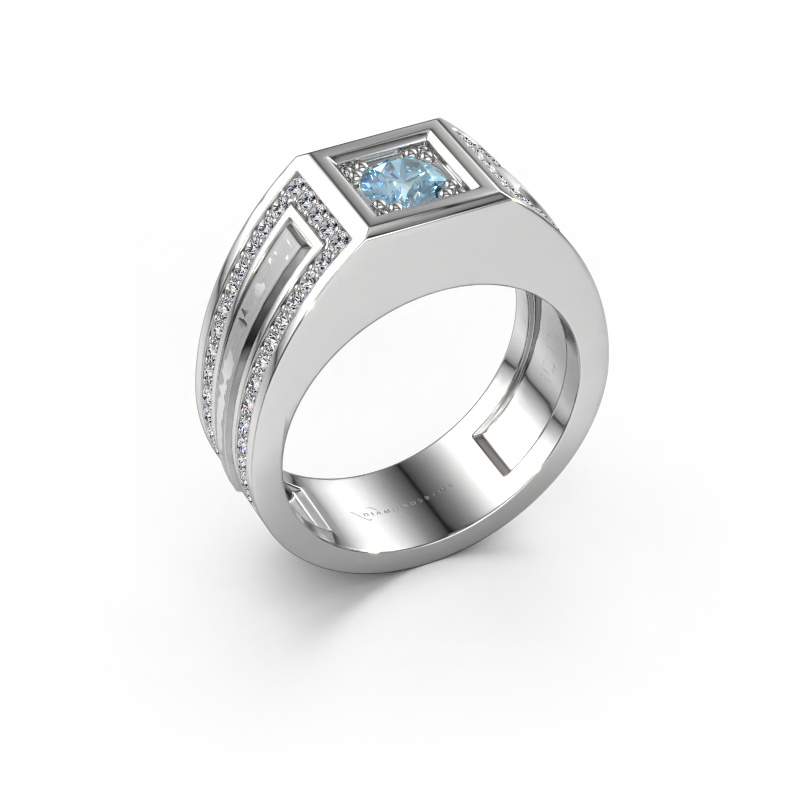 Image of Men's ring Lando 950 platinum Blue lab grown diamond 4.7 mm
