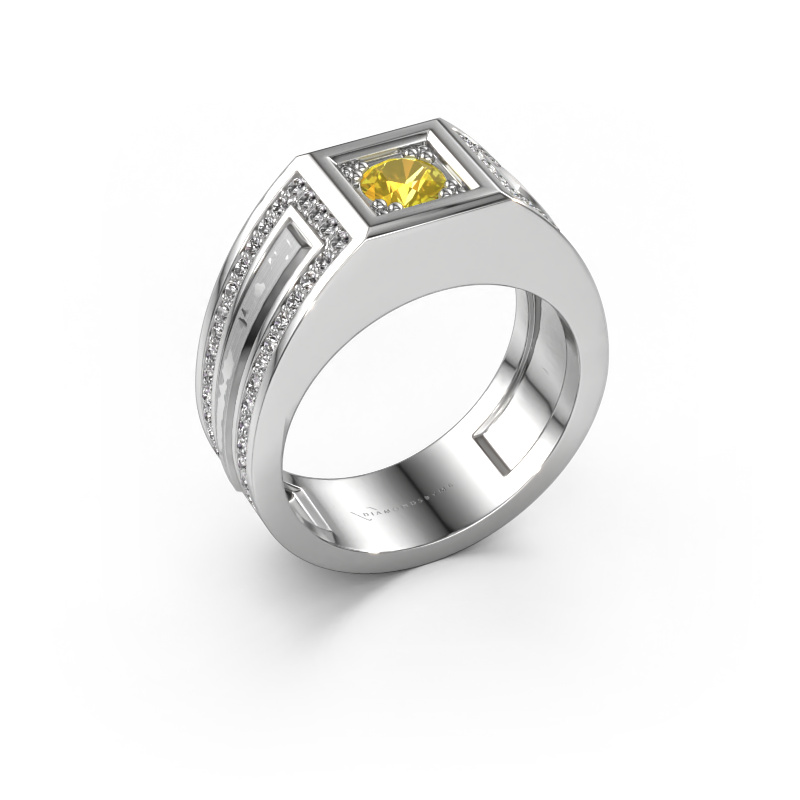 Image of Men's ring Lando 950 platinum Yellow sapphire 4.7 mm