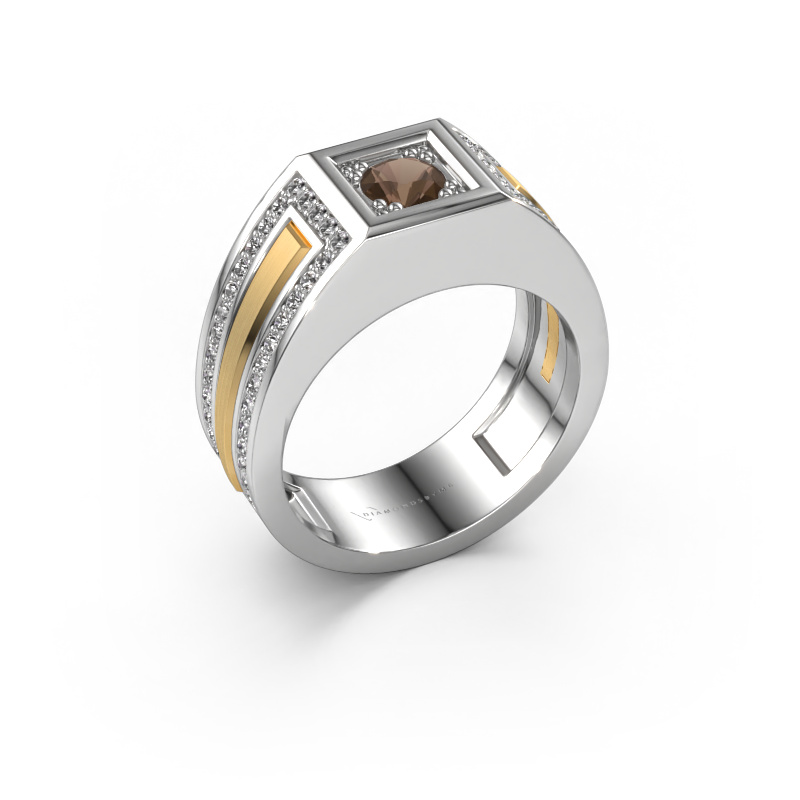 Image of Men's ring Lando 585 white gold Smokey quartz 4.7 mm