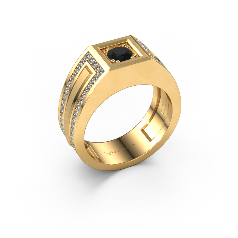 Image de Bague pour homme Lando 585 or jaune Diamant noir 1.10 crt