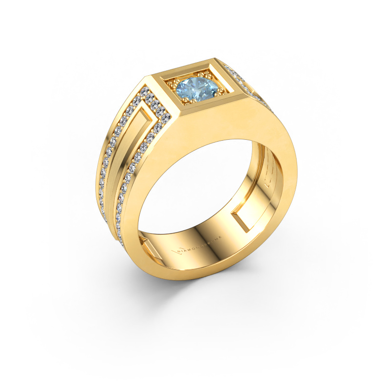 Immagine di Anello da uomo Lando 585 oro Diamante lab grown blu 4.7 mm