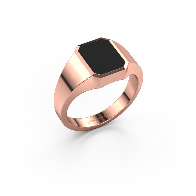 Bild av Lillfingerring Lars 1 585 roséguld Svart emalj 10x8 mm