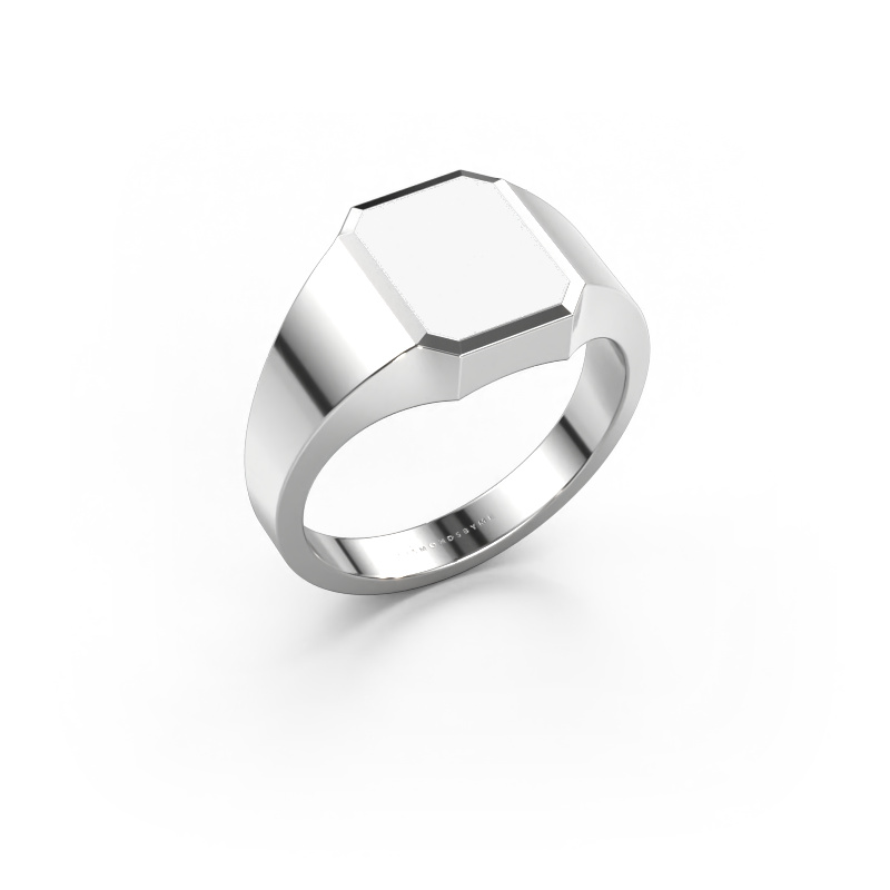 Bild von Pinky Ring Lars 1 585 Weißgold Weiße Emaille 10x8 mm