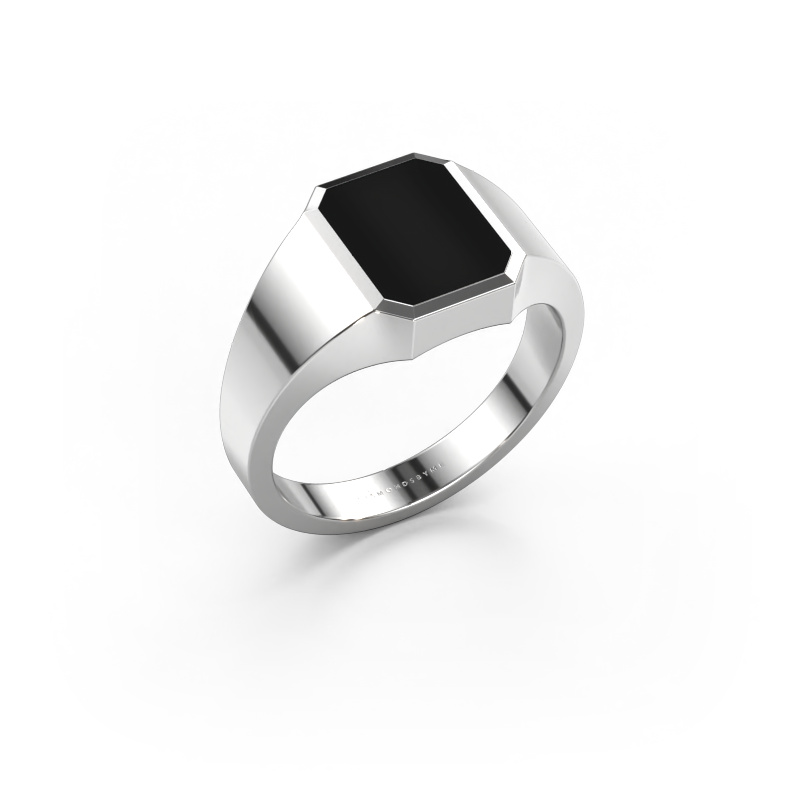 Image of Pinky ring Lars 1 585 white gold Onyx 10x8 mm