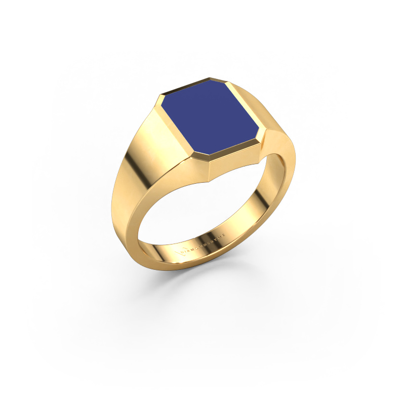 Image de Bague pinky Lars 1 585 or jaune émail bleu 10x8 mm