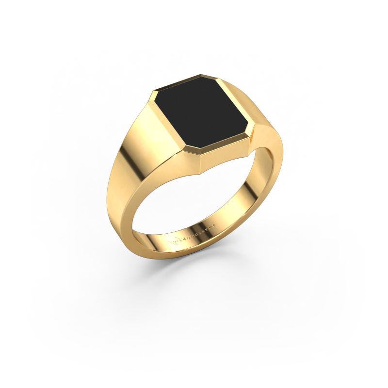 Image de Bague pinky Lars 1 585 or jaune émail noir 10x8 mm