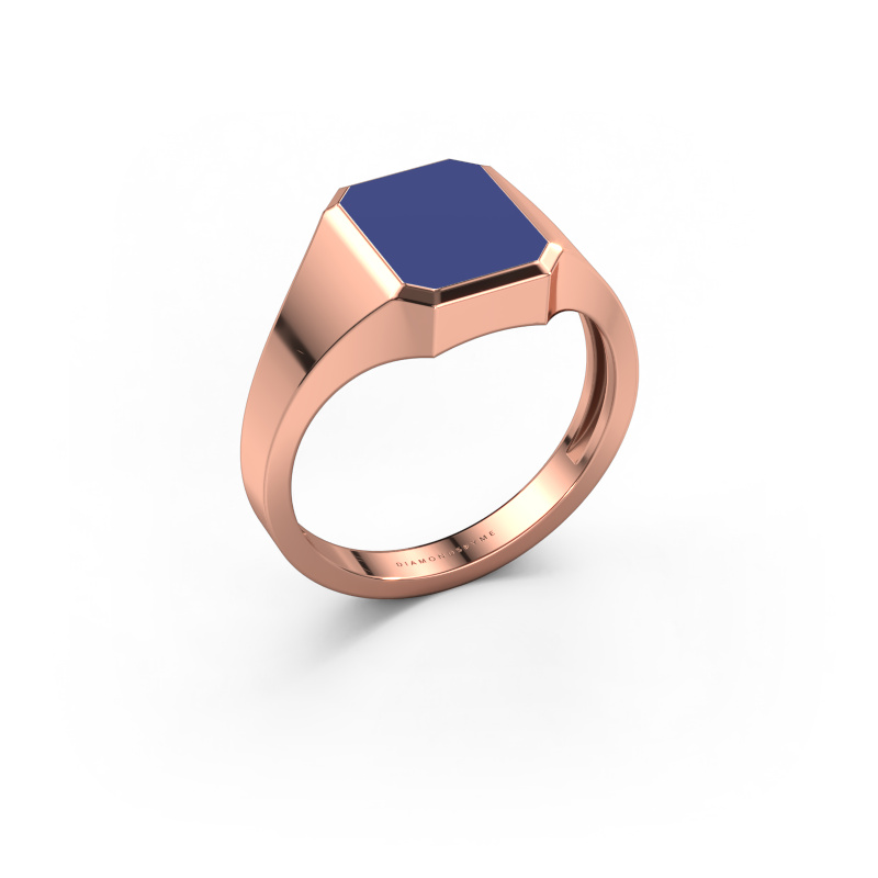 Bild von Pinky Ring Lars 1 light 585 Roségold Blau Emaille 10x8 mm