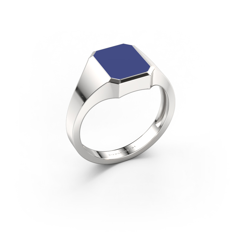 Image of Pinky ring Lars 1 light 950 platinum Blue enamel 10x8 mm
